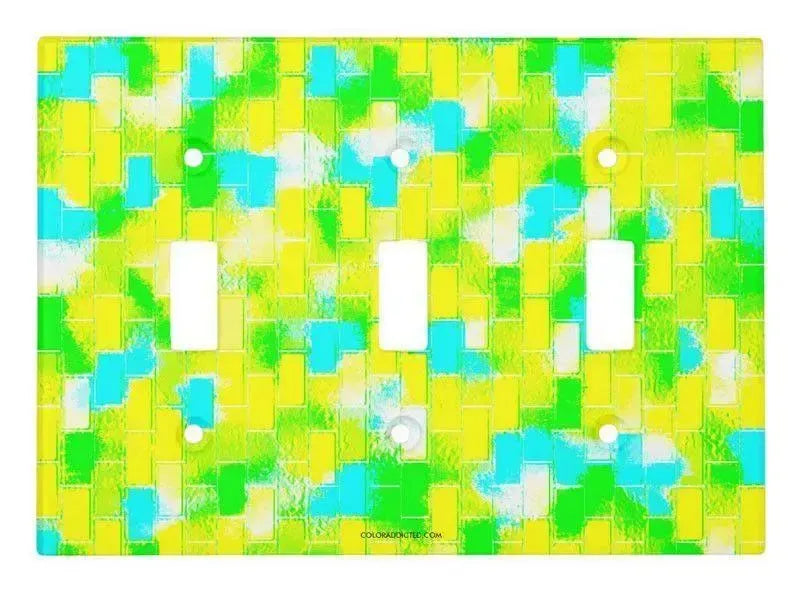 Toggle Light Switch Covers-BRICK WALL SMUDGED Single, Double & Triple-Toggle Light Switch Covers-Greens & Yellows & Light Blues-from COLORADDICTED.COM-