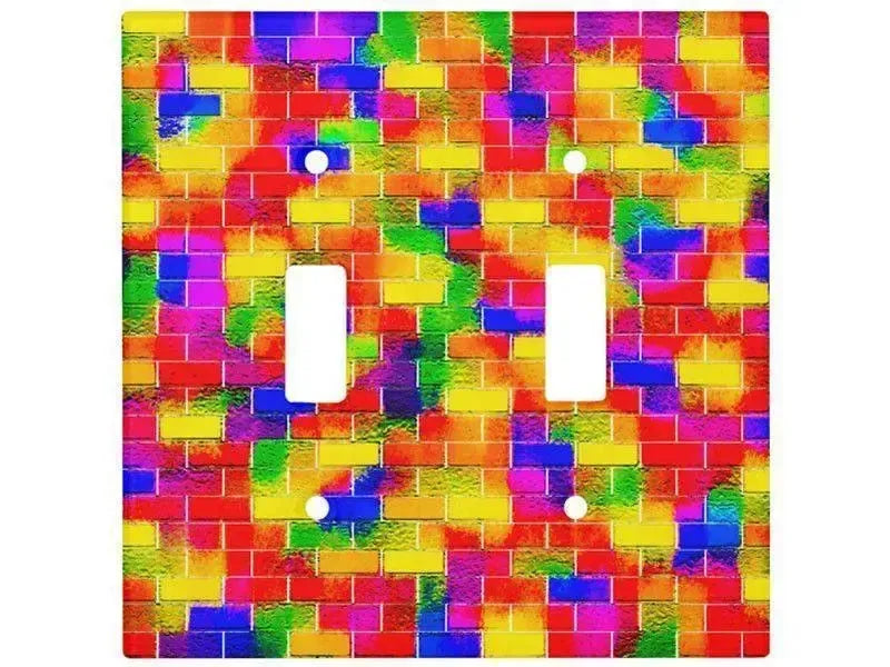Toggle Light Switch Covers-BRICK WALL SMUDGED Single, Double & Triple-Toggle Light Switch Covers-Multicolor Bright-from COLORADDICTED.COM-