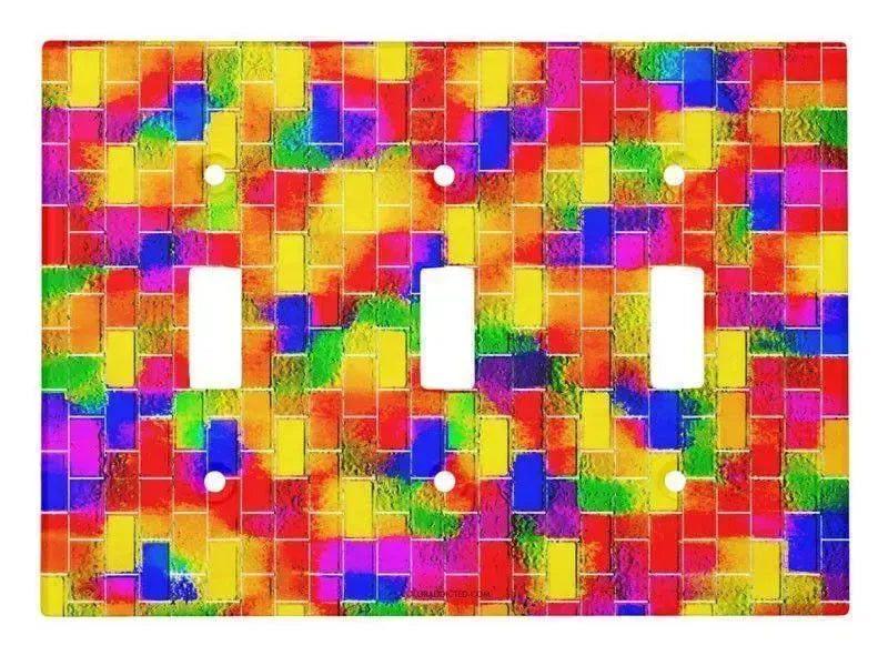 Toggle Light Switch Covers-BRICK WALL SMUDGED Single, Double & Triple-Toggle Light Switch Covers-Multicolor Bright-from COLORADDICTED.COM-