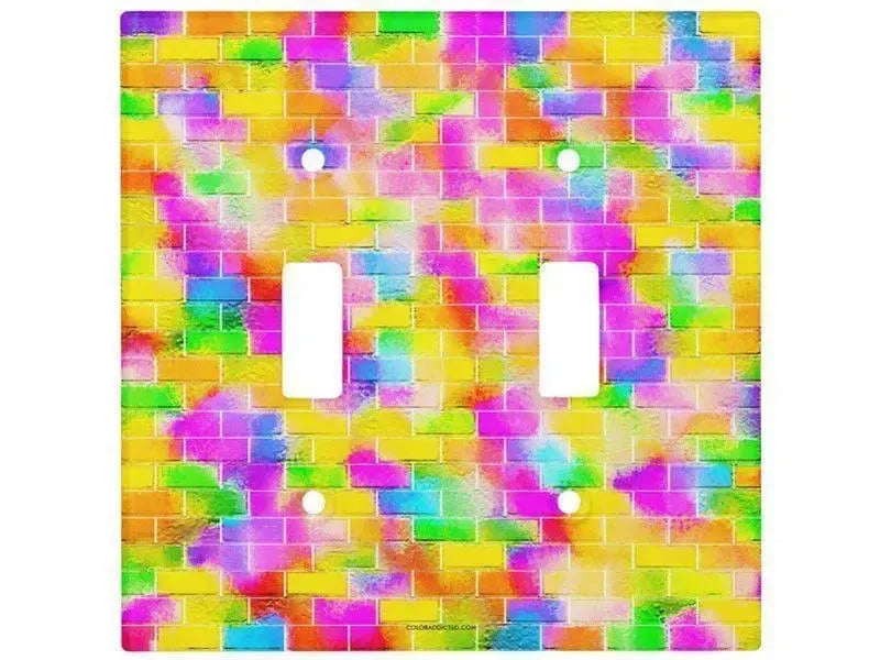 Toggle Light Switch Covers-BRICK WALL SMUDGED Single, Double & Triple-Toggle Light Switch Covers-Multicolor Light-from COLORADDICTED.COM-