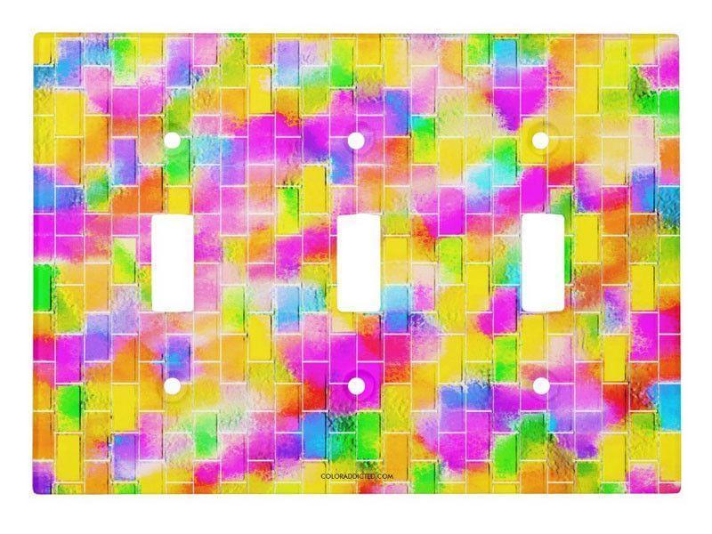 Light Switch Covers-BRICK WALL SMUDGED Single, Double &amp; Triple-Toggle Light Switch Covers-Multicolor Light-from COLORADDICTED.COM-
