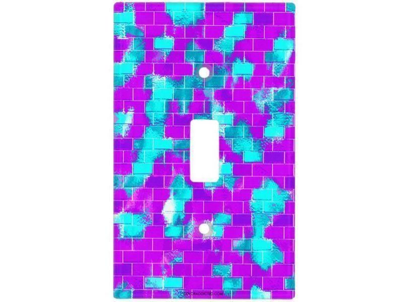Light Switch Covers-BRICK WALL SMUDGED Single, Double &amp; Triple-Toggle Light Switch Covers-Purples &amp; Violets &amp; Turquoises-from COLORADDICTED.COM-