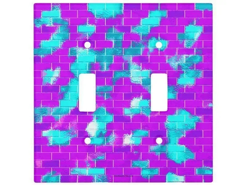 Toggle Light Switch Covers-BRICK WALL SMUDGED Single, Double & Triple-Toggle Light Switch Covers-Purples & Violets & Turquoises-from COLORADDICTED.COM-