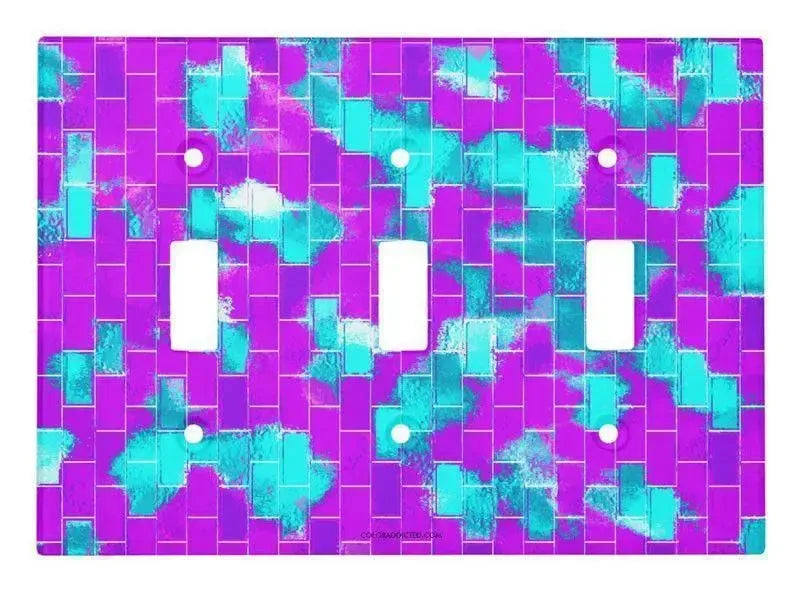 Toggle Light Switch Covers-BRICK WALL SMUDGED Single, Double & Triple-Toggle Light Switch Covers-Purples & Violets & Turquoises-from COLORADDICTED.COM-