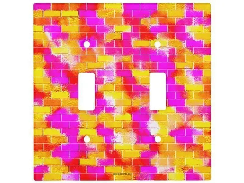 Toggle Light Switch Covers-BRICK WALL SMUDGED Single, Double & Triple-Toggle Light Switch Covers-Reds & Oranges & Yellows & Fuchsias-from COLORADDICTED.COM-