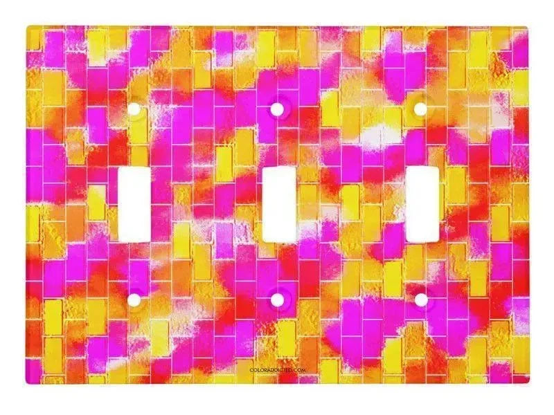 Toggle Light Switch Covers-BRICK WALL SMUDGED Single, Double & Triple-Toggle Light Switch Covers-Reds & Oranges & Yellows & Fuchsias-from COLORADDICTED.COM-