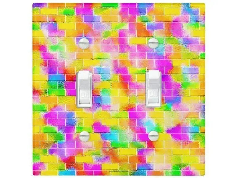 Toggle Light Switch Covers-BRICK WALL SMUDGED Single, Double & Triple-Toggle Light Switch Covers-from COLORADDICTED.COM-