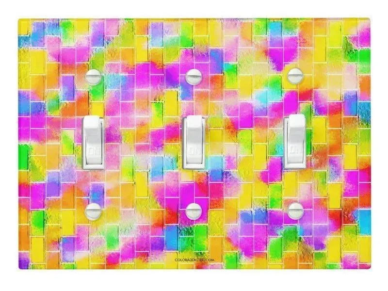 Toggle Light Switch Covers-BRICK WALL SMUDGED Single, Double & Triple-Toggle Light Switch Covers-from COLORADDICTED.COM-