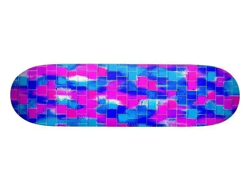 Skateboard Decks-BRICK WALL SMUDGED Skateboard Decks-Blues & Fuchsias-from COLORADDICTED.COM-