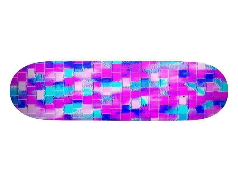 Skateboard Decks-BRICK WALL SMUDGED Skateboard Decks-Blues &amp; Purples &amp; Fuchsias &amp; Pinks-from COLORADDICTED.COM-