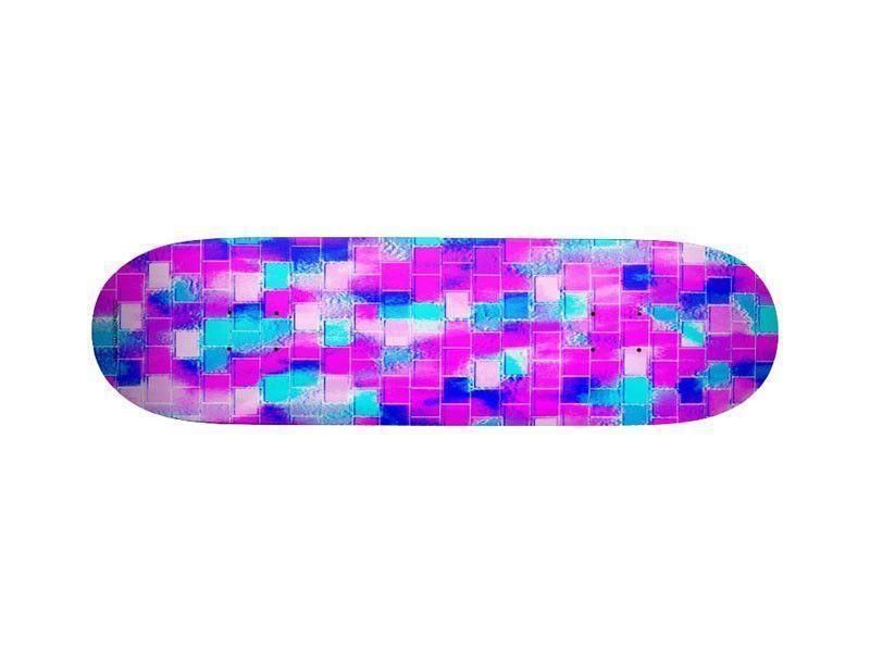 Skateboard Decks-BRICK WALL SMUDGED Skateboard Decks-Blues &amp; Purples &amp; Fuchsias &amp; Pinks-from COLORADDICTED.COM-