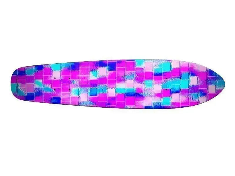Skateboard Decks-BRICK WALL SMUDGED Skateboard Decks-Blues & Purples & Fuchsias & Pinks-from COLORADDICTED.COM-