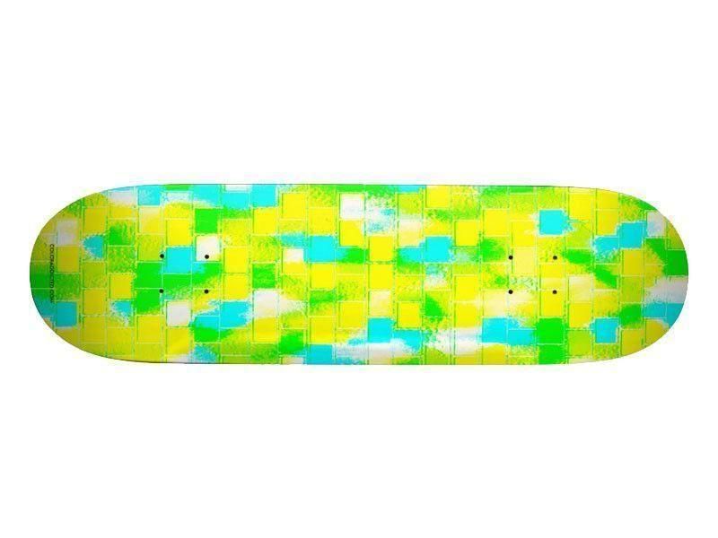 Skateboard Decks-BRICK WALL SMUDGED Skateboard Decks-Greens &amp; Yellows &amp; Light Blues-from COLORADDICTED.COM-