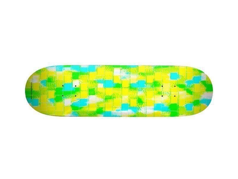 Skateboard Decks-BRICK WALL SMUDGED Skateboard Decks-Greens &amp; Yellows &amp; Light Blues-from COLORADDICTED.COM-
