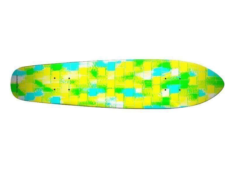 Skateboard Decks-BRICK WALL SMUDGED Skateboard Decks-Greens &amp; Yellows &amp; Light Blues-from COLORADDICTED.COM-