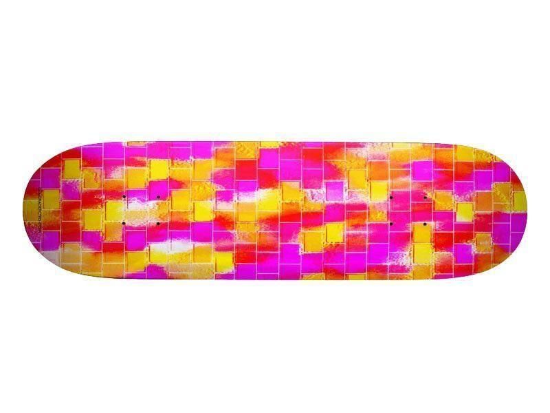 Skateboard Decks-BRICK WALL SMUDGED Skateboard Decks-Reds &amp; Oranges &amp; Yellows &amp; Fuchsias-from COLORADDICTED.COM-