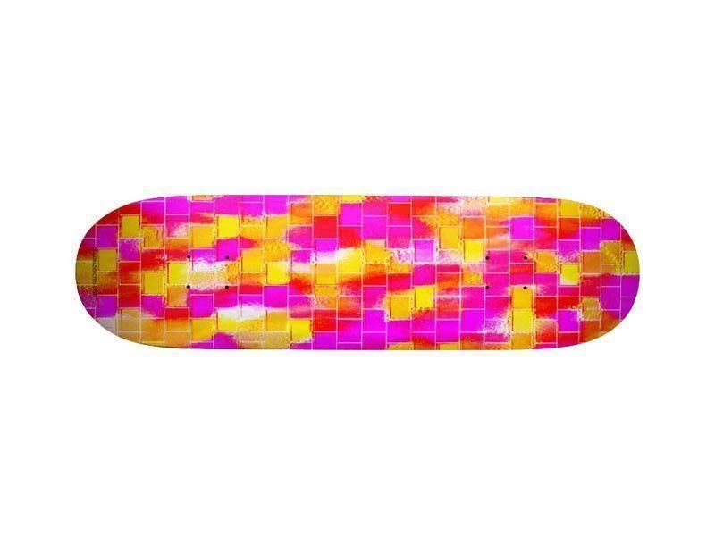 Skateboard Decks-BRICK WALL SMUDGED Skateboard Decks-Reds &amp; Oranges &amp; Yellows &amp; Fuchsias-from COLORADDICTED.COM-