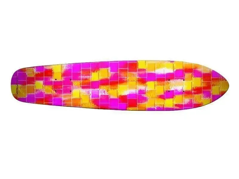 Skateboard Decks-BRICK WALL SMUDGED Skateboard Decks-Reds & Oranges & Yellows & Fuchsias-from COLORADDICTED.COM-