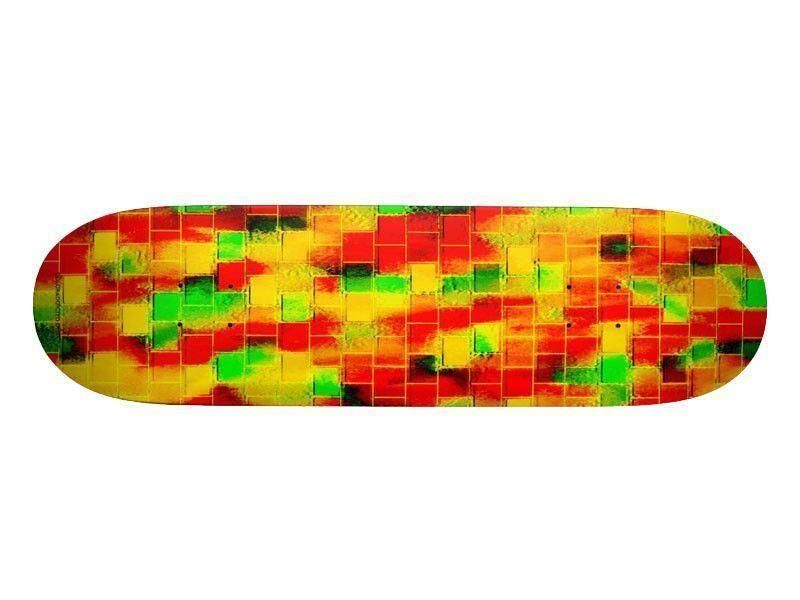 Skateboard Decks-BRICK WALL SMUDGED Skateboard Decks-Reds &amp; Oranges &amp; Yellows &amp; Greens-from COLORADDICTED.COM-