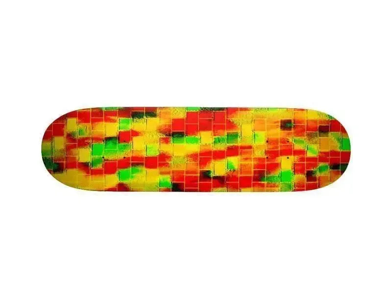 Skateboard Decks-BRICK WALL SMUDGED Skateboard Decks-Reds & Oranges & Yellows & Greens-from COLORADDICTED.COM-