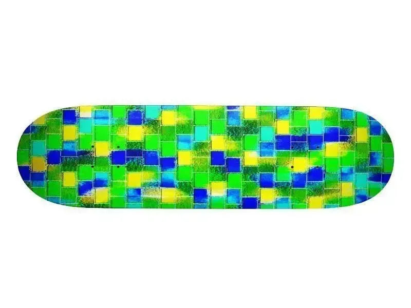 Skateboards-BRICK WALL SMUDGED Skateboards-Blues & Greens & Yellows-from COLORADDICTED.COM-