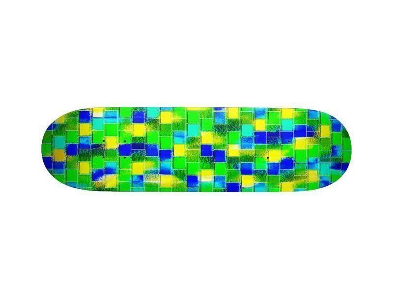 Skateboards-BRICK WALL SMUDGED Skateboards-Blues &amp; Greens &amp; Yellows-from COLORADDICTED.COM-