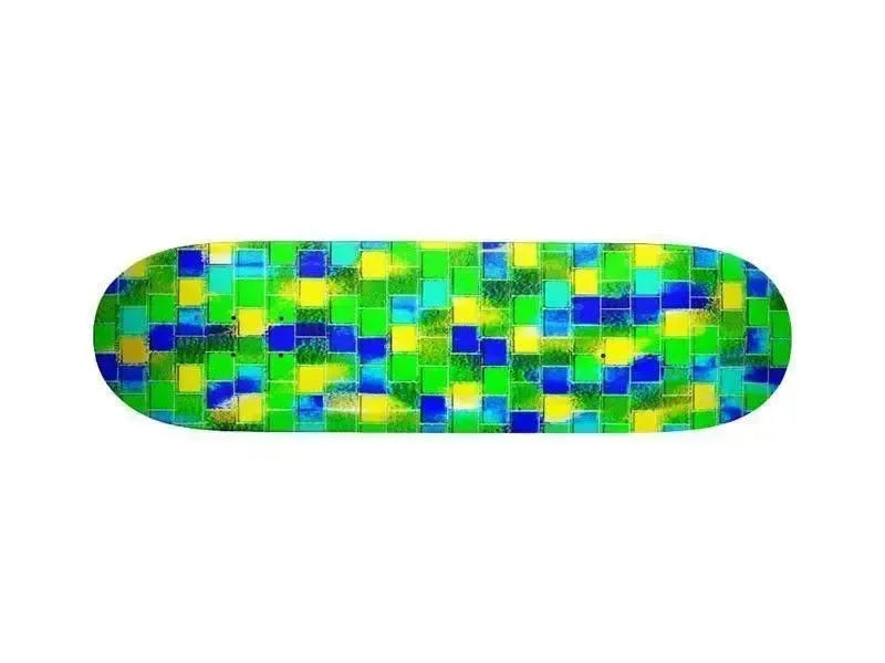 Skateboards-BRICK WALL SMUDGED Skateboards-Blues & Greens & Yellows-from COLORADDICTED.COM-