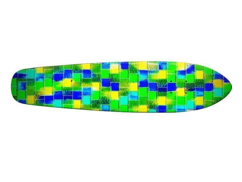 Skateboards-BRICK WALL SMUDGED Skateboards-Blues &amp; Greens &amp; Yellows-from COLORADDICTED.COM-
