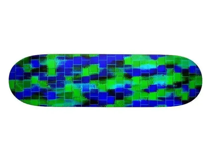 Skateboards-BRICK WALL SMUDGED Skateboards-Blues & Greens-from COLORADDICTED.COM-