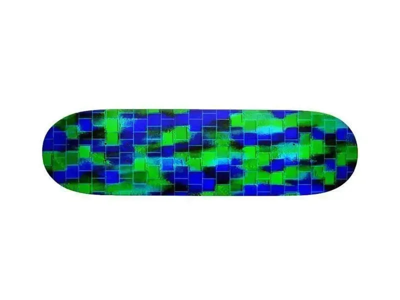 Skateboards-BRICK WALL SMUDGED Skateboards-Blues & Greens-from COLORADDICTED.COM-