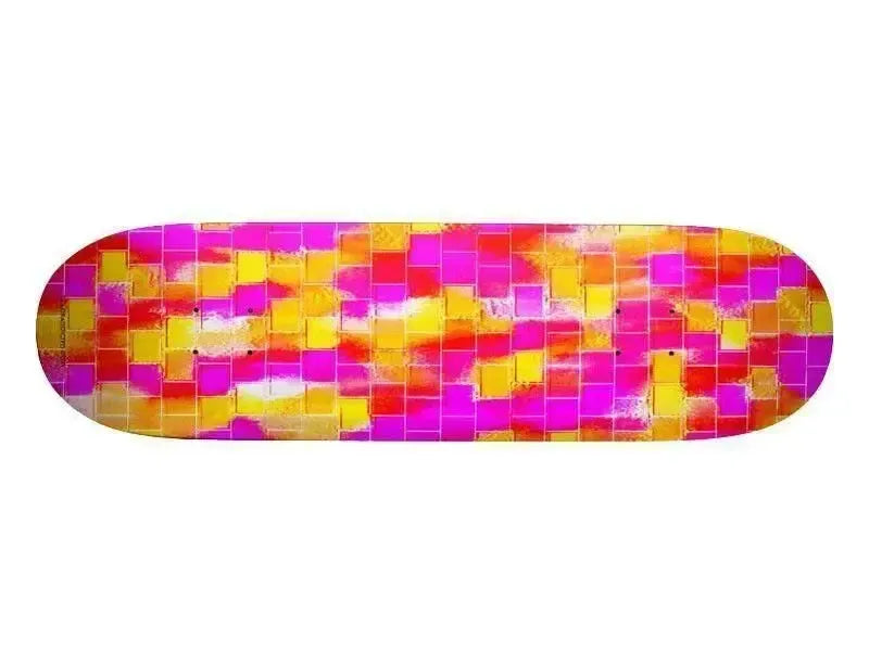 Skateboards-BRICK WALL SMUDGED Skateboards-Reds & Oranges & Yellows & Fuchsias-from COLORADDICTED.COM-