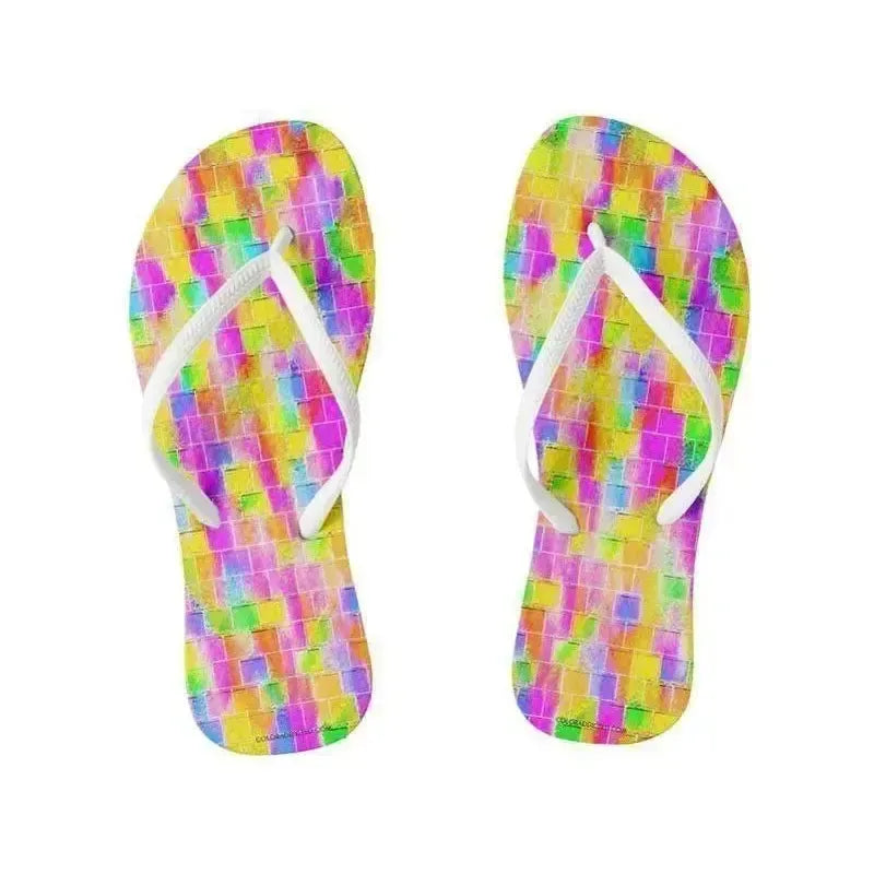 Flip Flops-BRICK WALL SMUDGED Slim-Strap Flip Flops-Multicolor Light-from COLORADDICTED.COM-