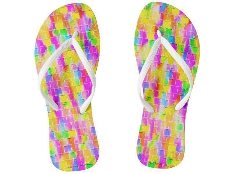 Flip Flops-BRICK WALL SMUDGED Slim-Strap Flip Flops-Multicolor Light-from COLORADDICTED.COM-