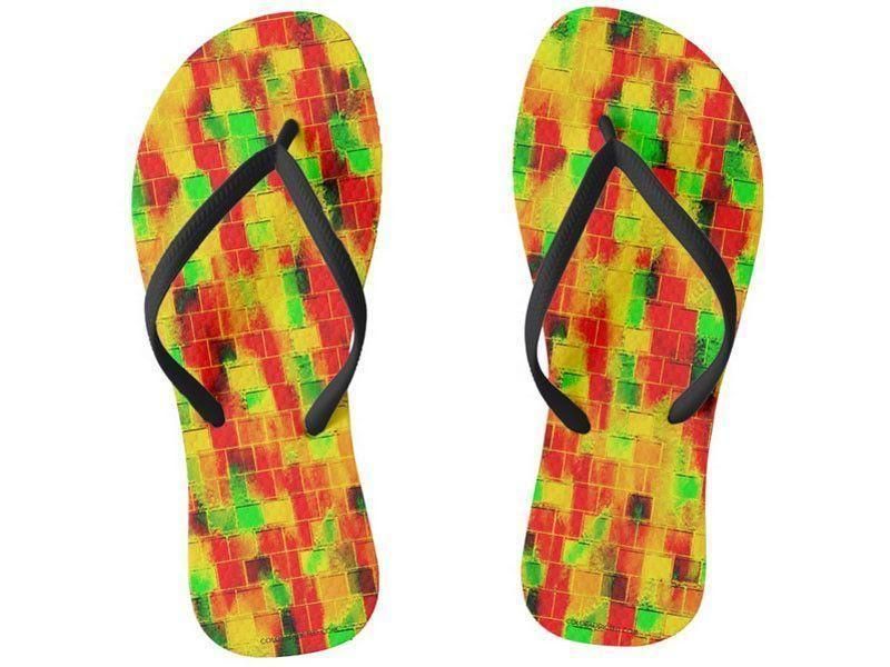 Flip Flops-BRICK WALL SMUDGED Slim-Strap Flip Flops-from COLORADDICTED.COM-
