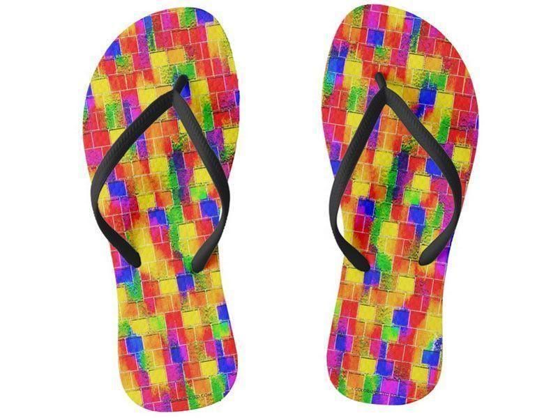 Flip Flops-BRICK WALL SMUDGED Slim-Strap Flip Flops-from COLORADDICTED.COM-
