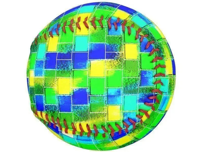 Softballs-BRICK WALL SMUDGED Softballs-Blues & Greens & Yellows-from COLORADDICTED.COM-
