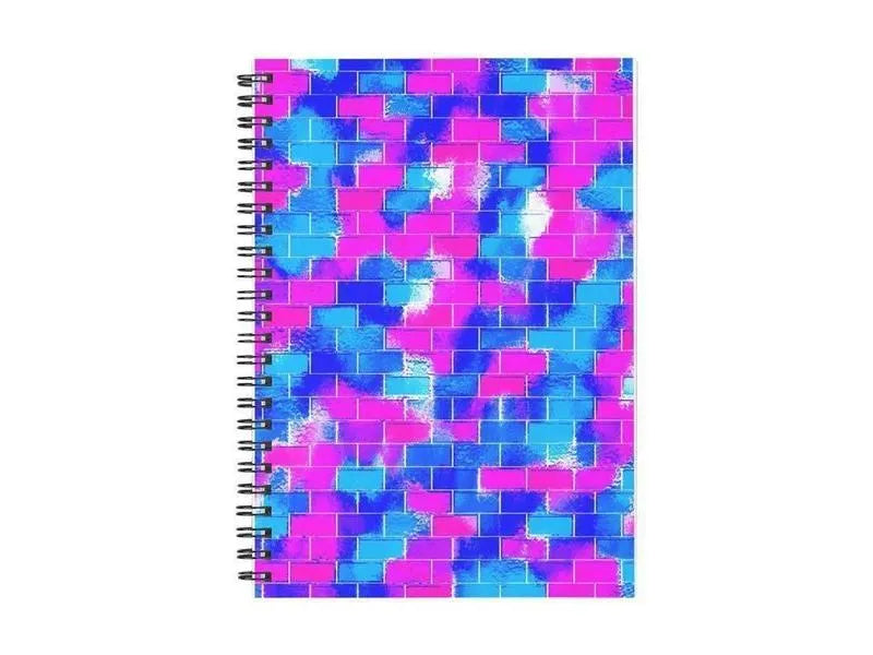 Spiral Notebooks-BRICK WALL SMUDGED Spiral Notebooks-Blues & Fuchsias-from COLORADDICTED.COM-