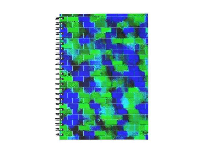 Spiral Notebooks-BRICK WALL SMUDGED Spiral Notebooks-Blues &amp; Greens-from COLORADDICTED.COM-