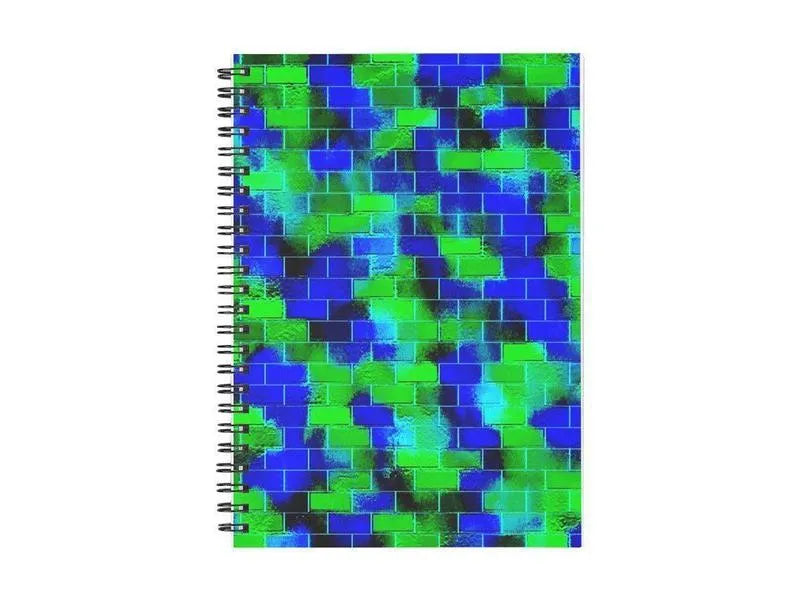 Spiral Notebooks-BRICK WALL SMUDGED Spiral Notebooks-Blues & Greens-from COLORADDICTED.COM-