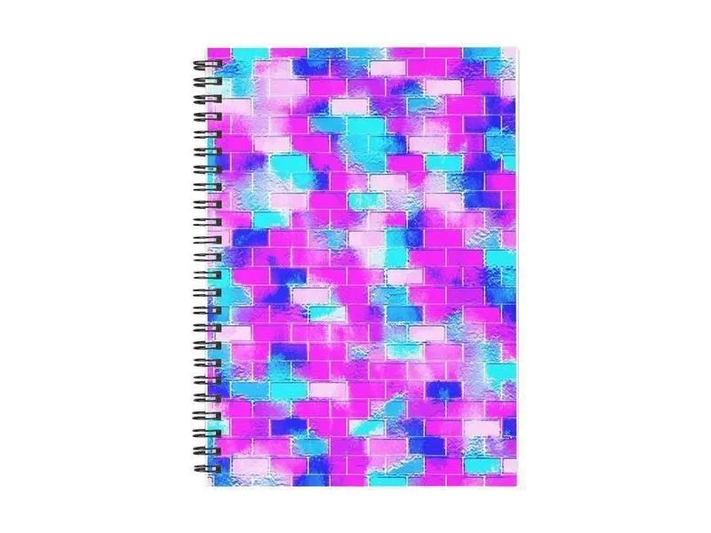 Spiral Notebooks-BRICK WALL SMUDGED Spiral Notebooks-Blues & Purples & Fuchsias & Pinks-from COLORADDICTED.COM-