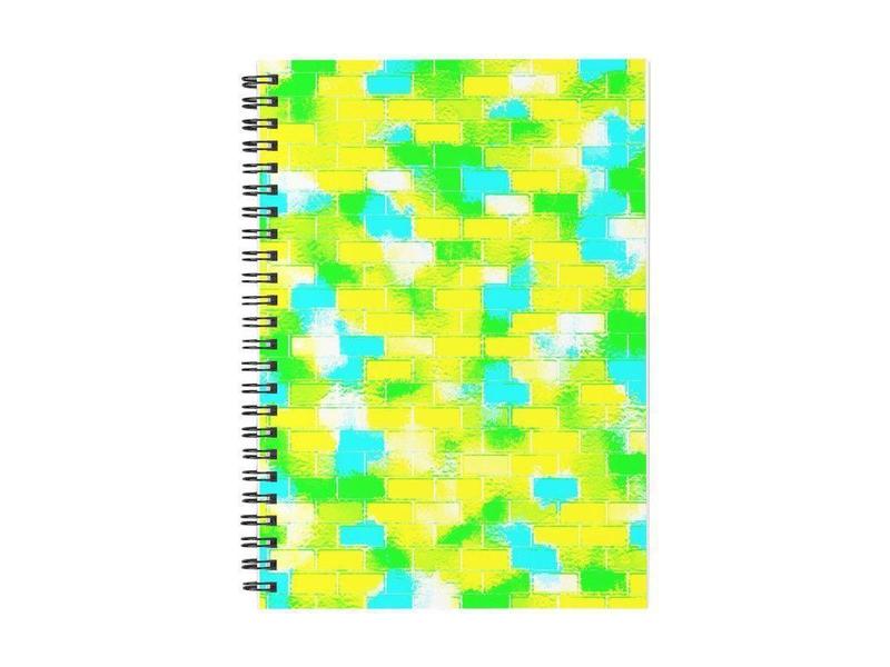 Spiral Notebooks-BRICK WALL SMUDGED Spiral Notebooks-Greens &amp; Yellows &amp; Light Blues-from COLORADDICTED.COM-