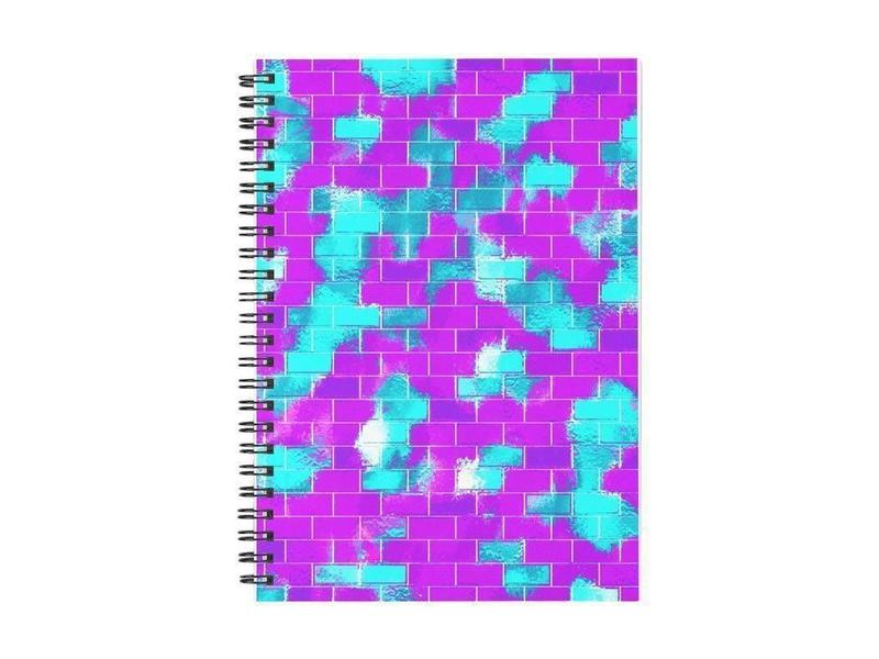 Spiral Notebooks-BRICK WALL SMUDGED Spiral Notebooks-Purples &amp; Violets &amp; Turquoises-from COLORADDICTED.COM-