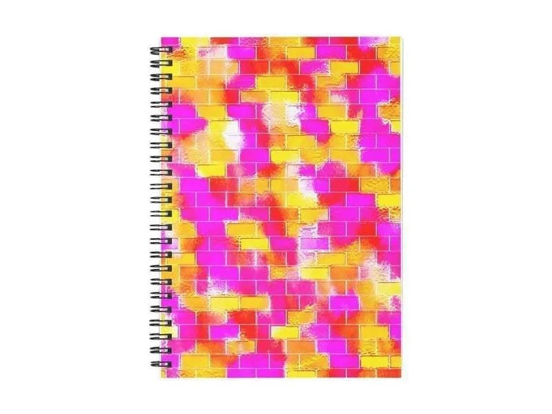 Spiral Notebooks-BRICK WALL SMUDGED Spiral Notebooks-Reds & Oranges & Yellows & Fuchsias-from COLORADDICTED.COM-