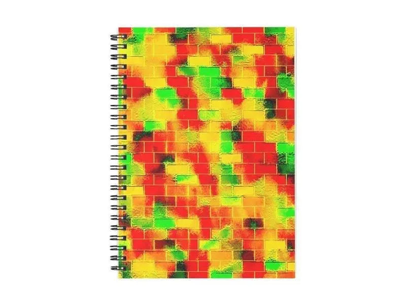 Spiral Notebooks-BRICK WALL SMUDGED Spiral Notebooks-Reds & Oranges & Yellows & Greens-from COLORADDICTED.COM-