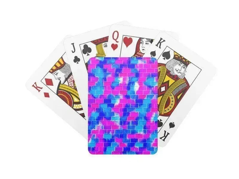 Playing Cards-BRICK WALL SMUDGED Standard Playing Cards-Blues & Fuchsias-from COLORADDICTED.COM-