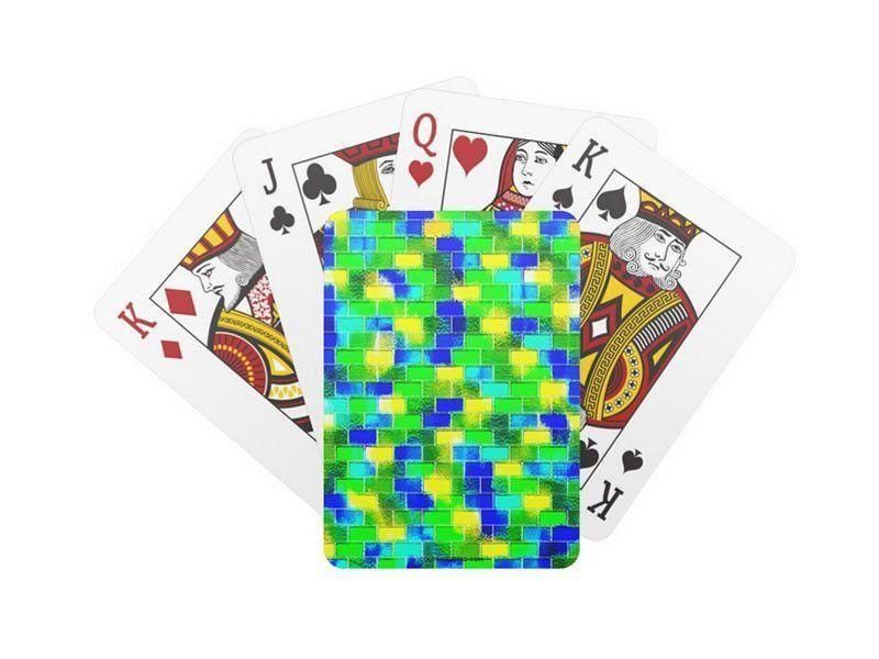 Playing Cards-BRICK WALL SMUDGED Standard Playing Cards-Blues &amp; Greens &amp; Yellows-from COLORADDICTED.COM-