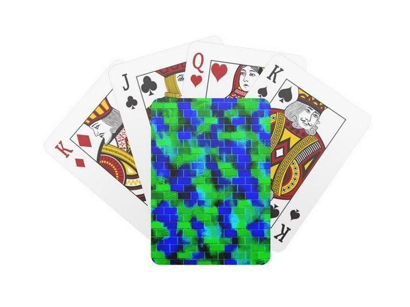 Playing Cards-BRICK WALL SMUDGED Standard Playing Cards-Blues &amp; Greens-from COLORADDICTED.COM-