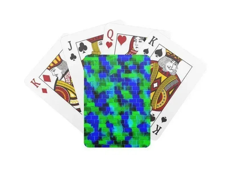 Playing Cards-BRICK WALL SMUDGED Standard Playing Cards-Blues & Greens-from COLORADDICTED.COM-