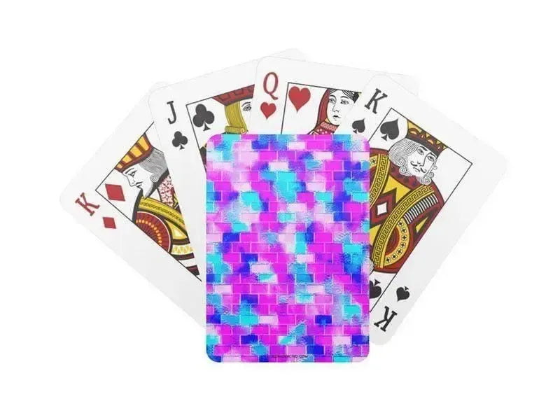 Playing Cards-BRICK WALL SMUDGED Standard Playing Cards-Blues & Purples & Fuchsias & Pinks-from COLORADDICTED.COM-