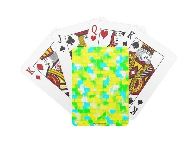 Playing Cards-BRICK WALL SMUDGED Standard Playing Cards-Greens &amp; Yellows &amp; Light Blues-from COLORADDICTED.COM-